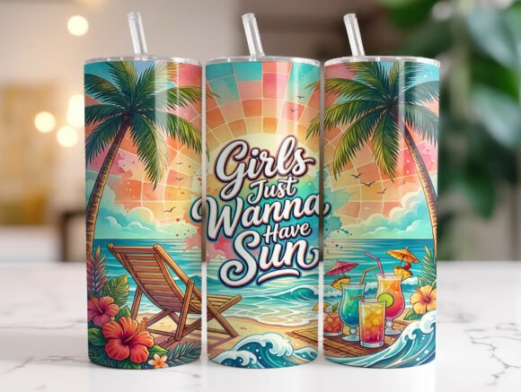 20oz Girls Just Wanna Have Sun Tumbler