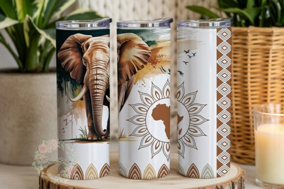 African Elephant Mandala Tumbler Wrap