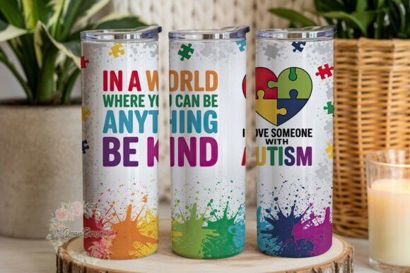 Autism Awareness Paint Splatter Tumbler