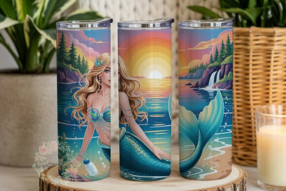 Blonde Mermaid Sunset 20oz Tumbler Wrap
