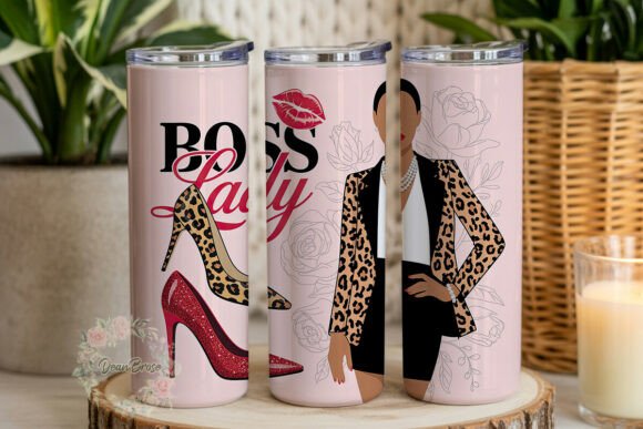Boss Lady Leopard Print Skinny Tumbler