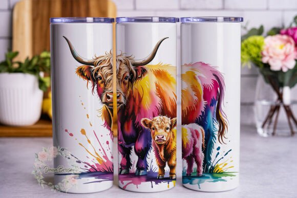 Colorful Highland Cow 20oz Tumbler Wrap