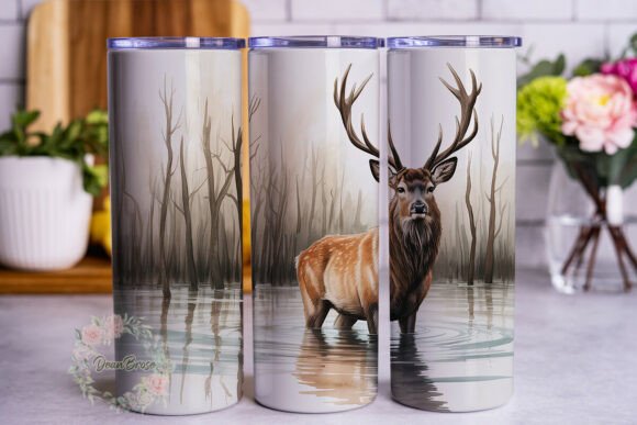 Deer Forest Watercolor 20oz Tumbler Wrap