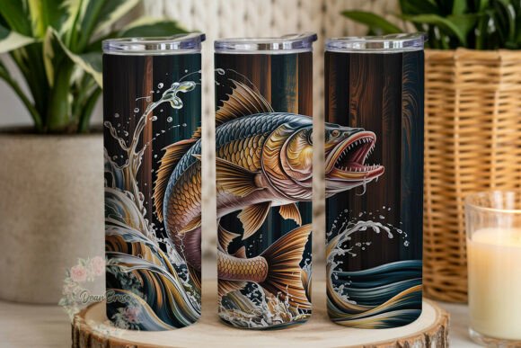 Dynamic Wood Grain Fish 20oz Tumbler