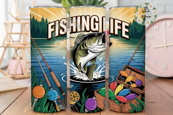Fishing Life Bass Jump 20oz Tumbler Wrap