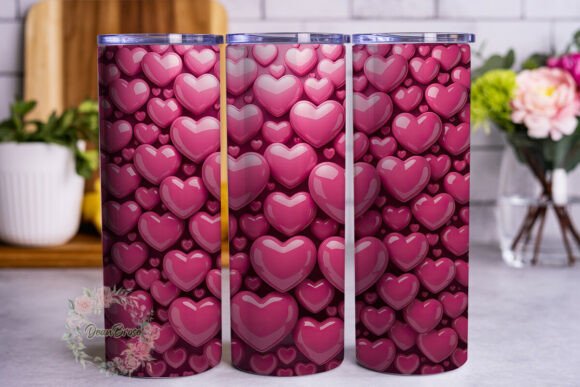 Fuchsia Pink Hearts 20oz Tumbler Wrap