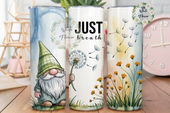 Gnome Dandelion Just Breathe Tumbler