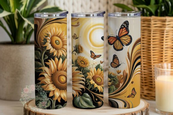 Golden Sunflower Butterfly 20oz Tumbler