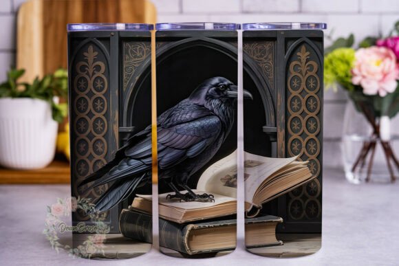 Gothic Raven Book 20oz Tumbler Wrap
