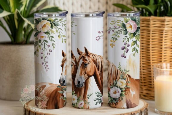 Horse Love Floral 20oz Tumbler Wrap