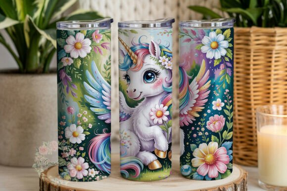 Magical Unicorn Floral 20oz Tumbler Wrap