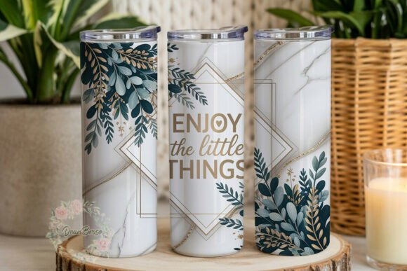 Marble Gold Foliage 20oz Tumbler Wrap