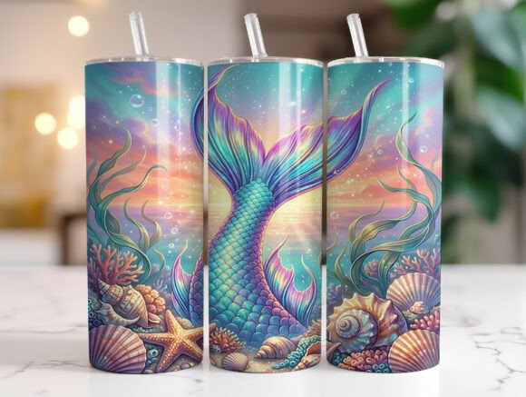 Mermaid Tail 20 Oz Skinny Tumbler Wrap