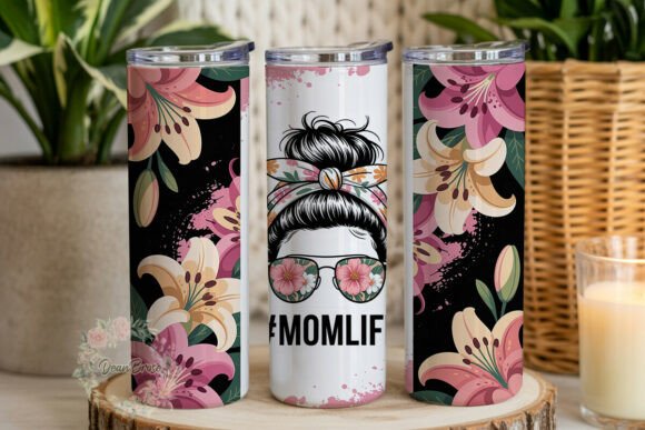Messy Bun Floral 20oz Tumbler Wrap