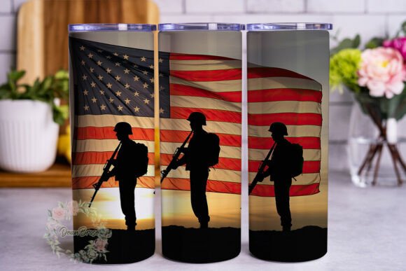 Military Silhouette Flag 20oz Tumbler Wr