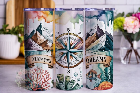 Mountain and Ocean Compass 20oz Tumbler