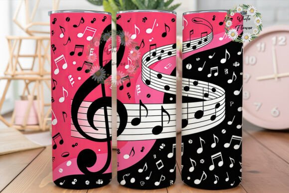 Musical Staff Pink Black 20oz Tumbler