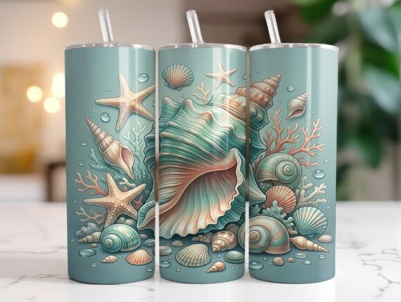 Ocean Seashell Starfish 20oz Tumbler PNG