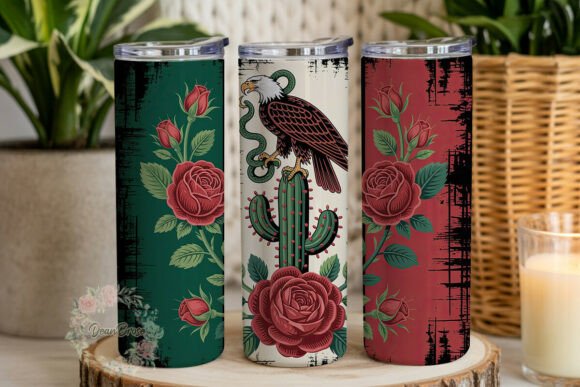 Patriotic Emblem Grunge Roses Tumbler