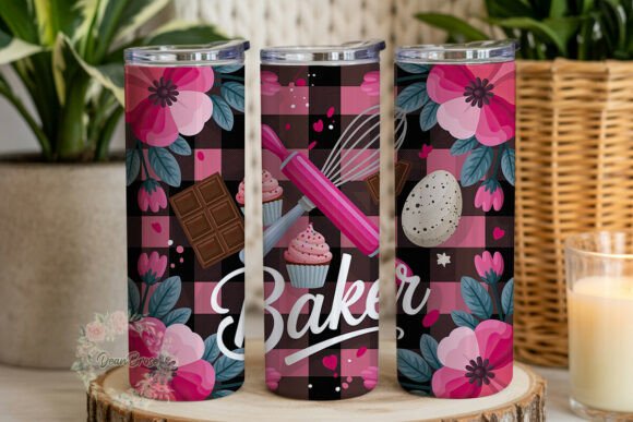 Pink Baking Floral 20oz Tumbler Wrap