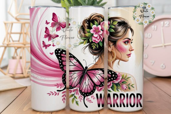 Pink Warrior Woman Art Tumbler Wrap PNG
