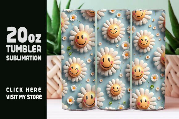 Retro Daisy Sublimation Tumbler Wrap, Cu