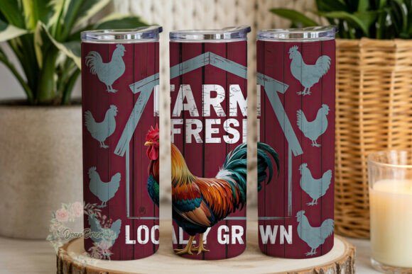Rustic Farm Rooster 20oz Tumbler Wrap