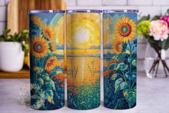Sunflower Sunset Landscape 20oz Tumbler