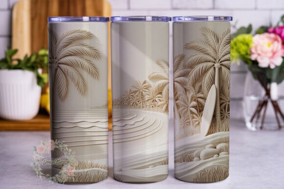 Tropical Beach Bas-Relief 20oz Tumbler W