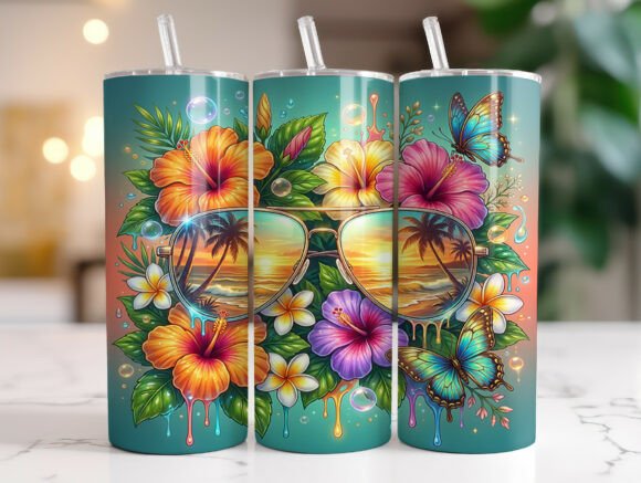 Tropical Hibiscus Sunset Tumbler Wrap
