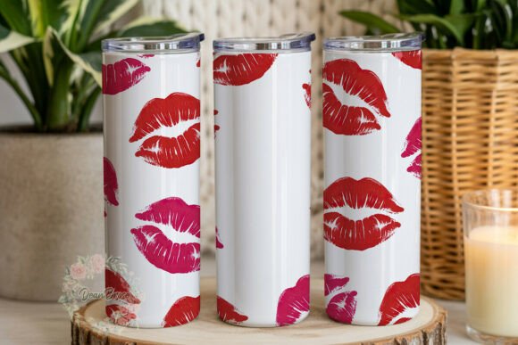 Valentine Kiss Lips 20oz Tumbler Wrap