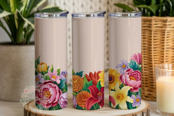 Vibrant Spring Flower 20oz Tumbler Wrap