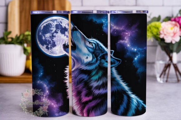 Vibrant Wolf Moon 20oz Tumbler Wrap