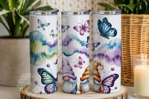 Whimsical Gnomes Butterflies Tumbler