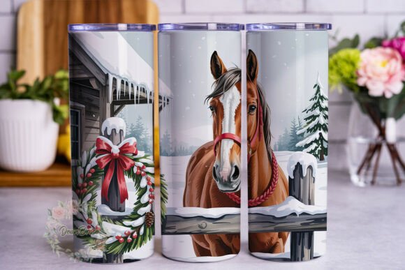 Winter Horse Barn 20oz Tumbler Wrap