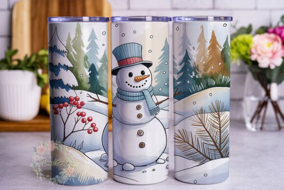 Winter Snowman Forest 20oz Tumbler Wrap